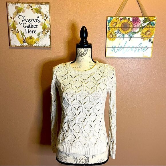 Loft white open weave sweater - Picture 1 of 9